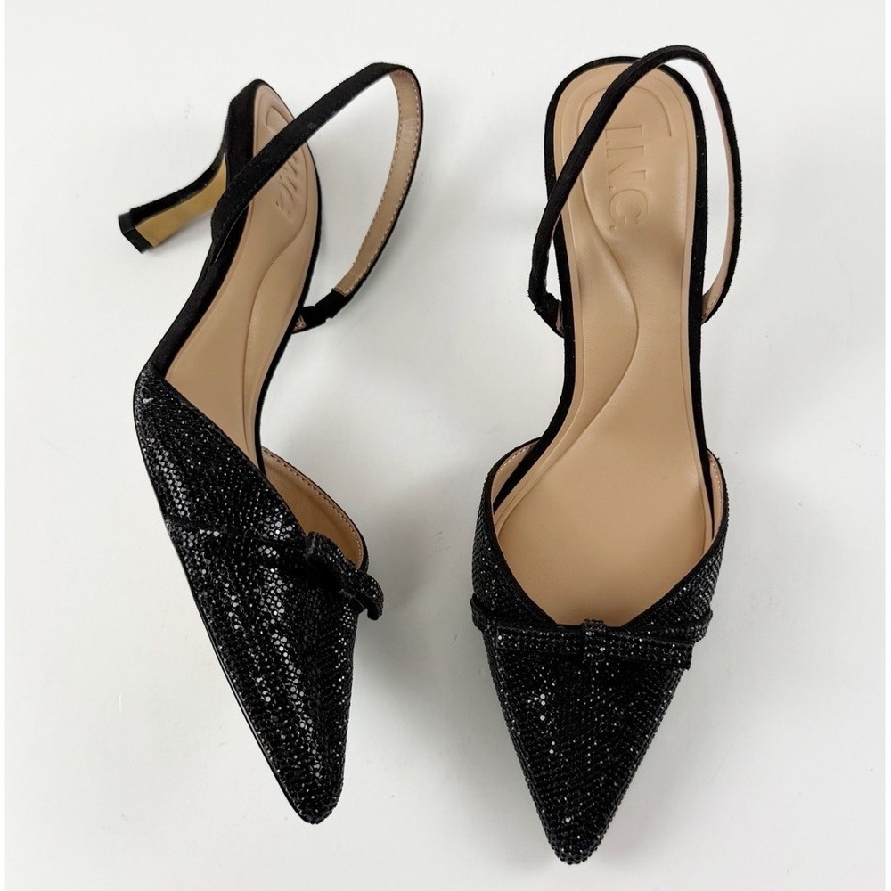 INC International Concepts Gelsey Pointed Toe Pumps Women 6.5M Black Crystal NEW